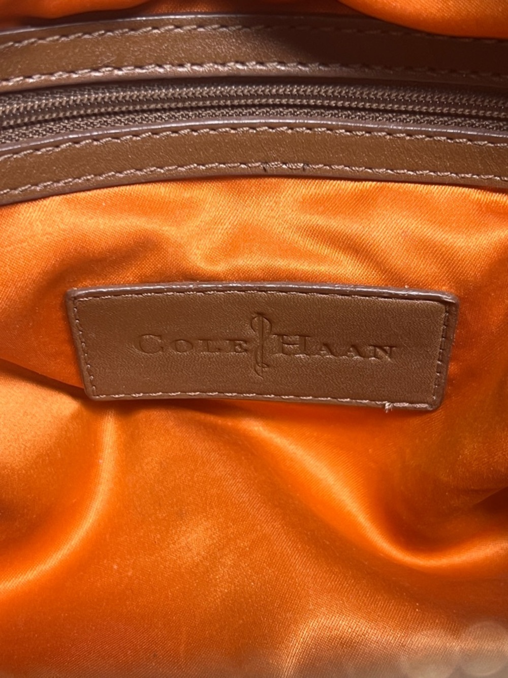 Cole Haan Snakeskin Brown Purse with Orange Interior - Picture 8 of 10